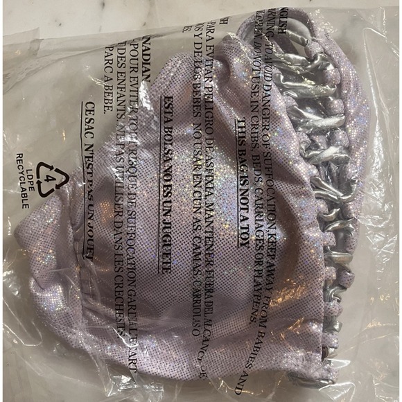 Midnight Hour Holographic Laceup 2 Piece Bikini Silver Pink Metallic Size M - Picture 5 of 7